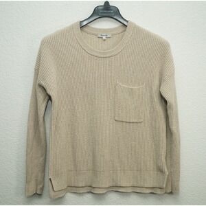 Madewell Women's Sweater Size Large Thompson Pocket Knit Pullover Cream White